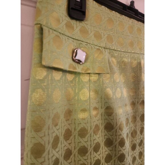Antonio Melani shimmer Green retro print pencil skirt size 6 - Picture 3 of 8